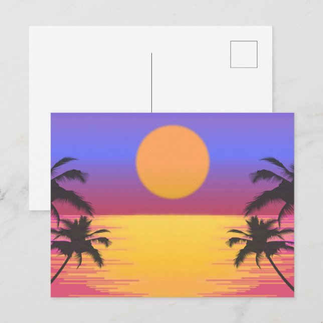 Tropical Sunset Graphic Holiday Postcard (Front/Back)