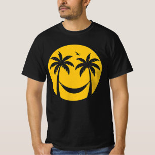 Tropical Sunset Hammock – Minimal Palm Trees Beach T-Shirt