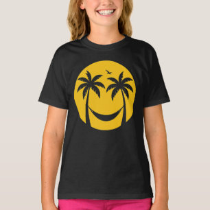 Tropical Sunset Hammock – Minimal Palm Trees Beach T-Shirt