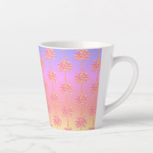 Tropical Sunset Island Girl Pink Palm Tree  Latte Mug