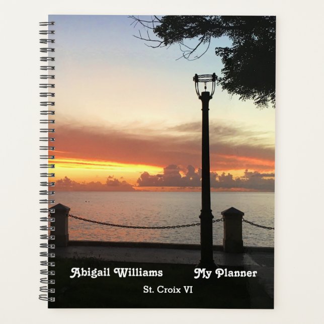 Tropical Sunset Island Photo Personalize Planner (Front)