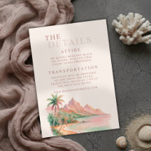 Tropical Sunset Island Watercolor Wedding Details