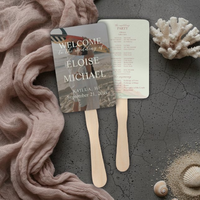 Tropical Sunset Island Wedding Photo Program Fan (Tropical Sunset Island Wedding Photo Program Fan
)