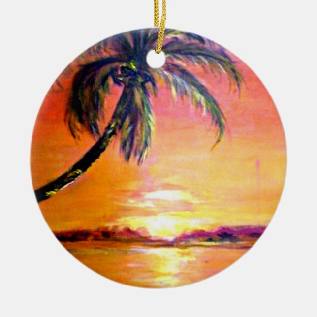 Tropical Sunset keepsake ornament (Front)