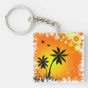 Tropical sunset keychain