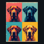 Tropical Sunset Labrador Retriever Pop Art Grid Poster<br><div class="desc">This striking piece of pop art tells the story of a beloved Labrador Retriever, reimagined through the vibrant and iconic lens of the mid-20th-century art movement. What makes it special is its successful fusion of a timeless, comforting subject—the friendly dog—with a bold, modern aesthetic. The artwork captures the Labrador’s famously...</div>