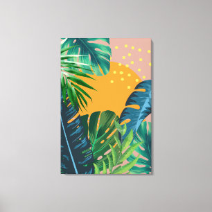 Tropical Sunset Landscape Jungle Abstract Canvas Print