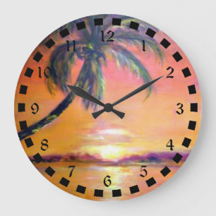 Tropical Sunset Large Clock