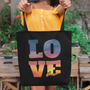 Tropical Sunset Love Tote Bag
