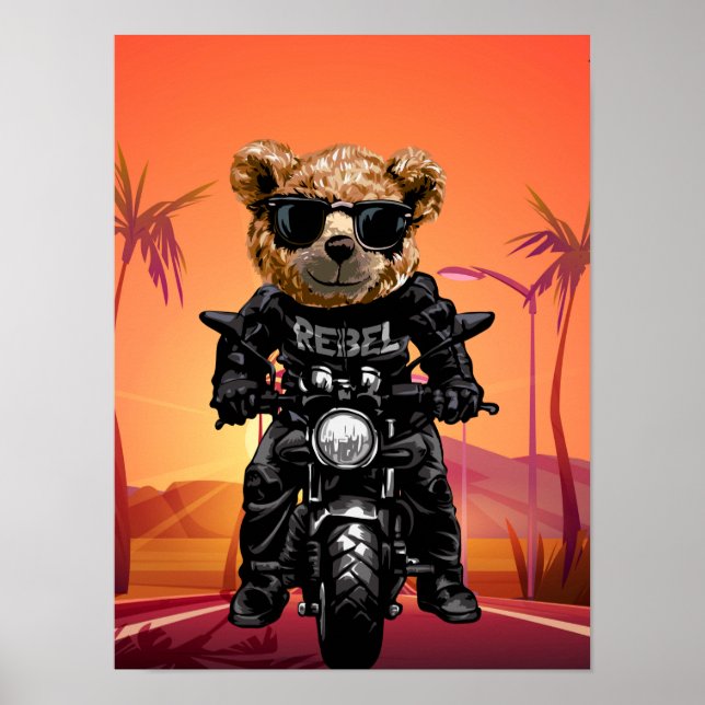 Tropical Sunset Motorcycle Ride   Poster (Front)