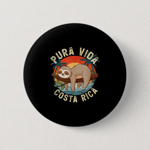 Tropical Sunset Nature Sloth Costa Rica Pura Vida  2 Inch Round Button