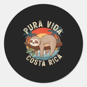 Tropical Sunset Nature Sloth Costa Rica Pura Vida Classic Round Sticker