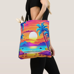  Tropical Sunset Oasis  Tote Bag