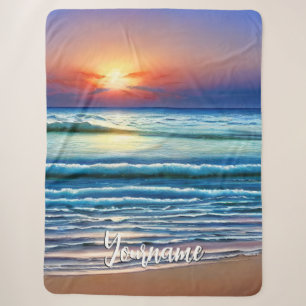 Tropical Sunset on the Beach Sherpa Blanket