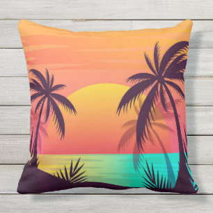 Tropical Sunset Outdoor Pillow
