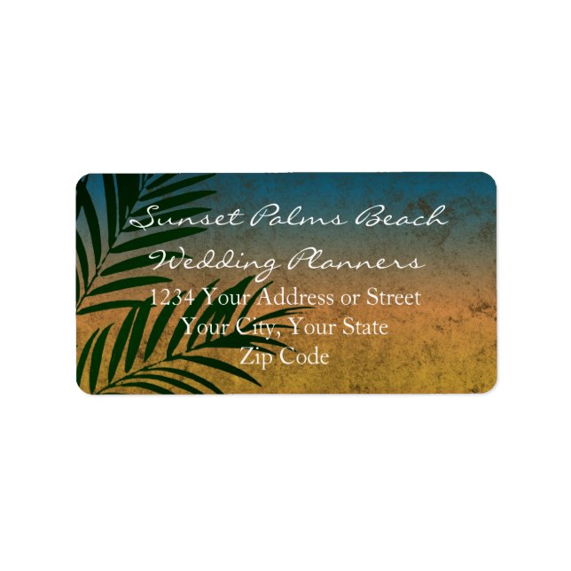 Tropical Sunset Palm Fronds Label (Front)