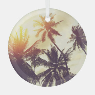 Tropical Sunset: Palm Silhouette Vintage Glass Ornament
