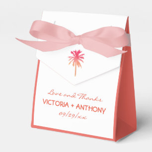 Tropical Sunset Palm Tree Beach Wedding Favor Box