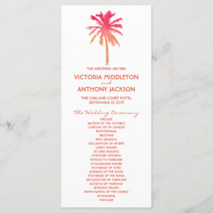 Tropical Sunset Palm Tree Beach Wedding Programme