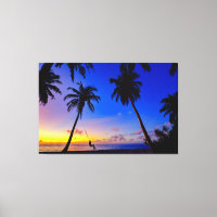 Tropical Sunset Palm Trees Beach Wall Art Living