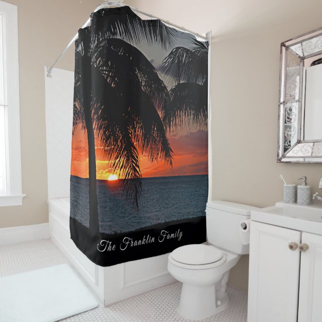Tropical Sunset Palm Trees Caribbean Personalize (In Situ)