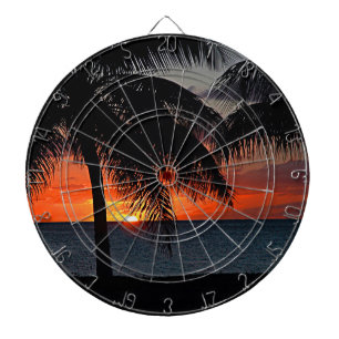 Tropical Sunset Palm Trees In Caribbean Dartboard