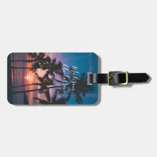 Tropical Sunset Palm Trees Personalized Luggage Tag