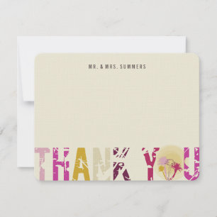 Tropical Sunset Palm Trees Photo Wedding Thank You Card