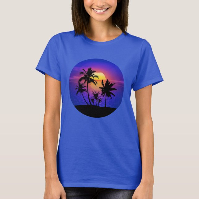 Tropical Sunset Palm Trees T-Shirt (Front)