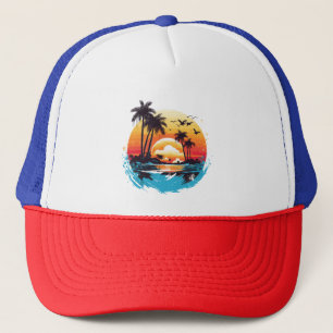 Tropical Sunset Paradise Trucker Hat