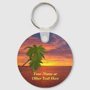 Tropical Sunset Personalized Keychain