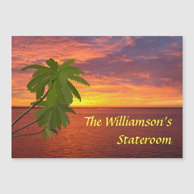 Tropical Sunset Personalized Stateroom Door Marker (Front)