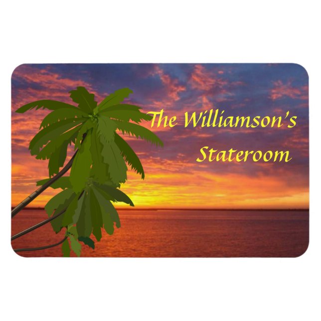 Tropical Sunset Personalized Stateroom Door Marker Magnet (Horizontal)