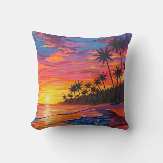 Tropical Sunset Pillow (Front)