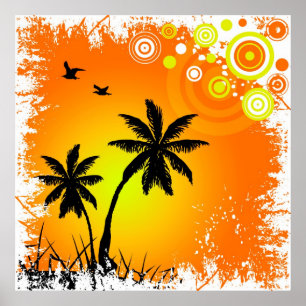 Tropical sunset poster