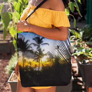 Tropical Sunset Print Tote Bag