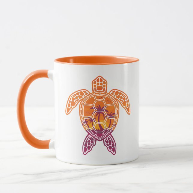 Tropical Sunset Sea Turtle Design Mug (Left)