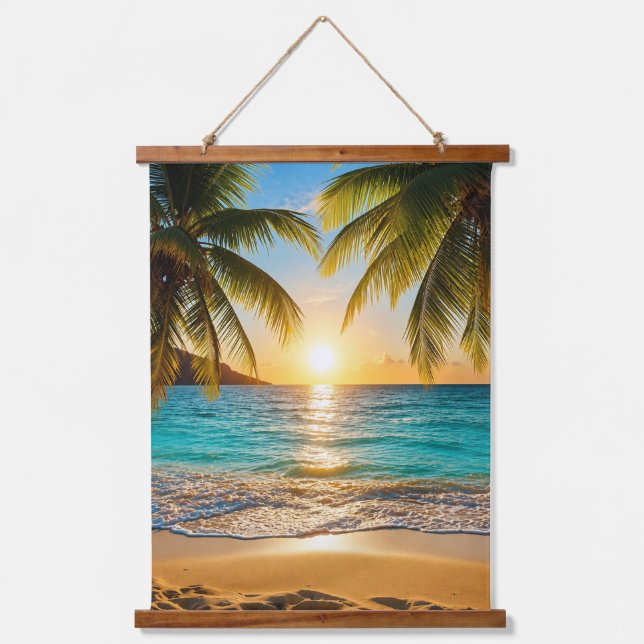 Tropical Sunset Serenity Hanging Tapestry (Front)