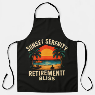 Tropical Sunset Serenity Retirement Beach Scene Apron