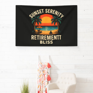 Tropical Sunset Serenity Retirement Beach Scene Banner