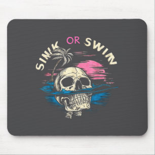 Tropical Sunset Skull Sink Ocean Swim Humor Mouse Pad