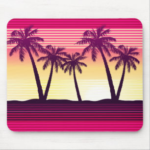 Tropical sunset stripes mouse pad