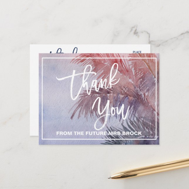 Tropical Sunset Thank You Postcard (Front/Back In Situ)