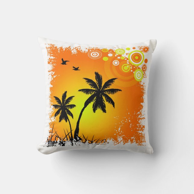 Tropical sunset throw pillow (Front)