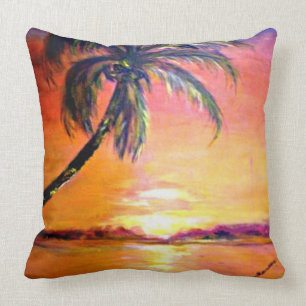 Tropical Sunset Throw Pillow
