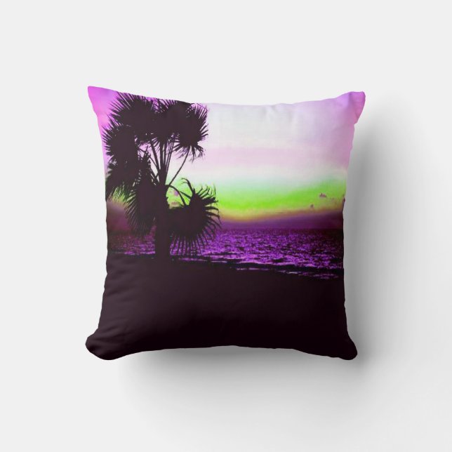 Tropical Sunset Throw Pillow (Front)