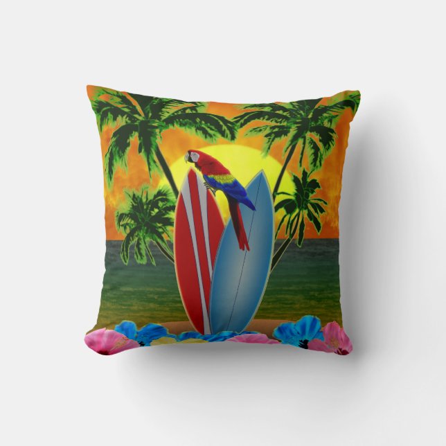 Tropical Sunset Throw Pillow (Front)