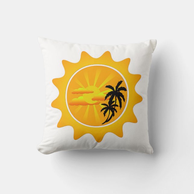 Tropical sunset throw pillow (Front)
