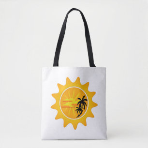 Tropical sunset tote bag