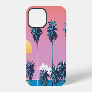 Tropical Sunset: Vintage Beach Illustration iPhone 12 Case